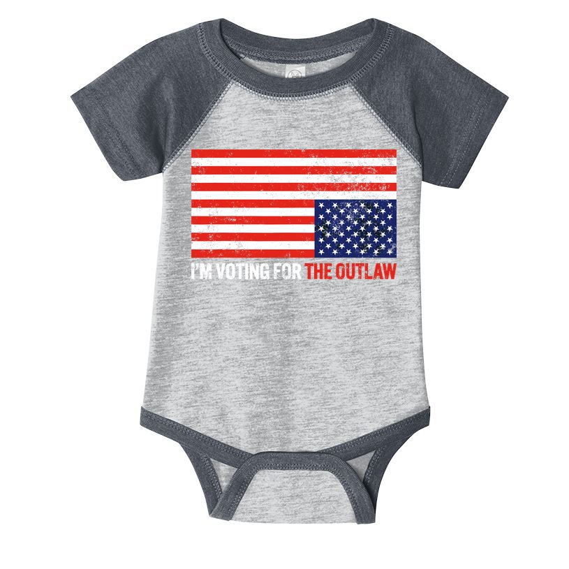 Im Voting For The Outlaw Funny Trump Maga 2024 Infant Baby Jersey Bodysuit