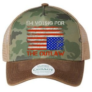 Im Voting For The Outlaw Funny Trump Maga 2024 Legacy Tie Dye Trucker Hat