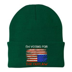 Im Voting For The Outlaw Funny Trump Maga 2024 Knit Cap Winter Beanie