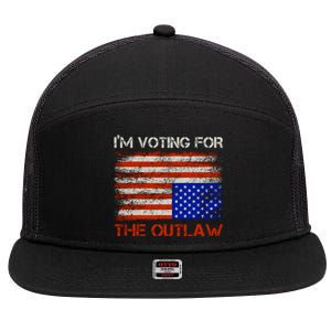 Im Voting For The Outlaw Funny Trump Maga 2024 7 Panel Mesh Trucker Snapback Hat