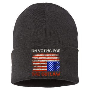 Im Voting For The Outlaw Funny Trump Maga 2024 Sustainable Knit Beanie