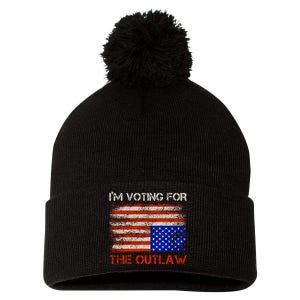 Im Voting For The Outlaw Funny Trump Maga 2024 Pom Pom 12in Knit Beanie