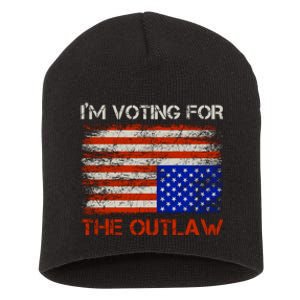 Im Voting For The Outlaw Funny Trump Maga 2024 Short Acrylic Beanie