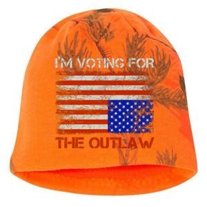 Im Voting For The Outlaw Funny Trump Maga 2024 Kati - Camo Knit Beanie