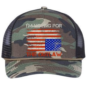 Im Voting For The Outlaw Funny Trump Maga 2024 Retro Rope Trucker Hat Cap