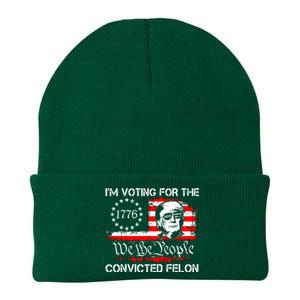 IM Voting For The Convicted Felon 2024 Funny Trump Knit Cap Winter Beanie