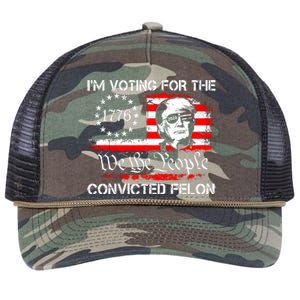 IM Voting For The Convicted Felon 2024 Funny Trump Retro Rope Trucker Hat Cap