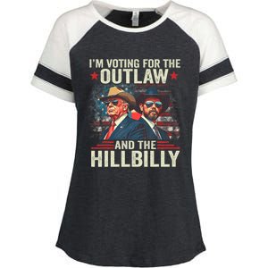 IM Voting For The Outlaw And The Hillbilly Trump Vance Enza Ladies Jersey Colorblock Tee