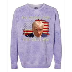 Im Voting For The Outlaw Funny Trump Maga 2024 Colorblast Crewneck Sweatshirt