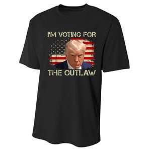 Im Voting For The Outlaw Funny Trump Maga 2024 Performance Sprint T-Shirt