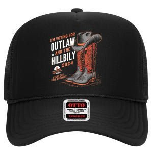 Im Voting For The Outlaw And The Hillbilly 2024 Retro High Crown Mesh Back Trucker Hat