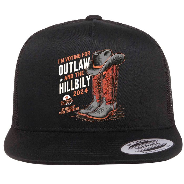 Im Voting For The Outlaw And The Hillbilly 2024 Retro Flat Bill Trucker Hat