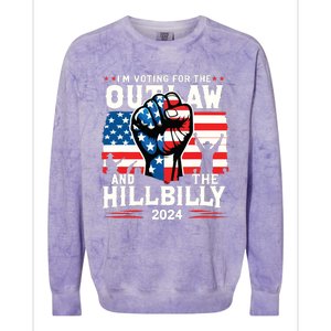 Im Voting For The Outlaw And The Hillbilly 2024 Us Flag Colorblast Crewneck Sweatshirt