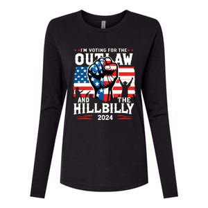 Im Voting For The Outlaw And The Hillbilly 2024 Us Flag Womens Cotton Relaxed Long Sleeve T-Shirt