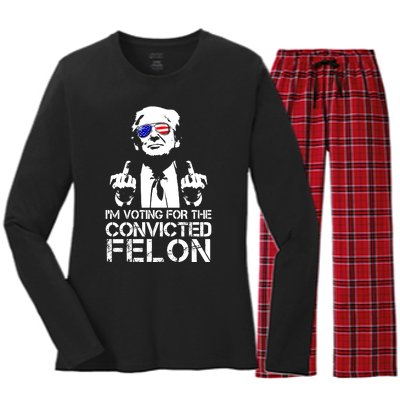 Im Voting For The Convicted Felon 2024 Women's Long Sleeve Flannel Pajama Set 