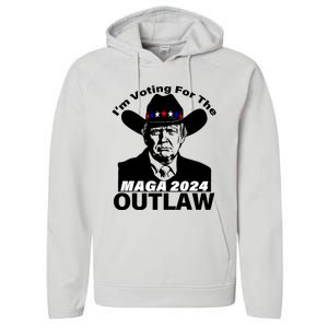 Im Voting For The Outlaw Funny Trump Maga 2024 Performance Fleece Hoodie