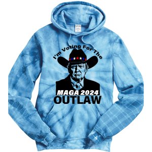 Im Voting For The Outlaw Funny Trump Maga 2024 Tie Dye Hoodie