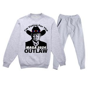 Im Voting For The Outlaw Funny Trump Maga 2024 Premium Crewneck Sweatsuit Set