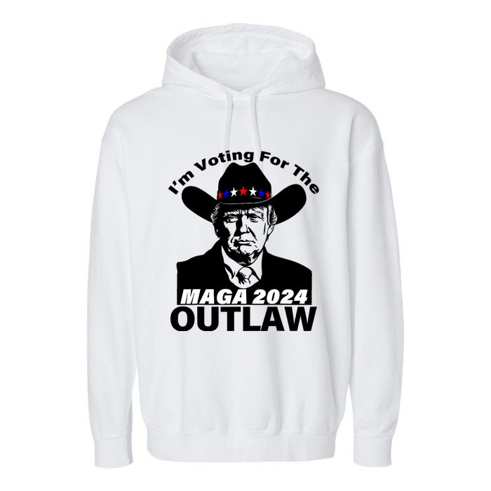 Im Voting For The Outlaw Funny Trump Maga 2024 Garment-Dyed Fleece Hoodie