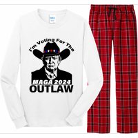 Im Voting For The Outlaw Funny Trump Maga 2024 Long Sleeve Pajama Set