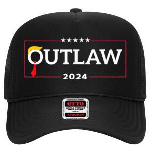 Im Voting For The Outlaw The Convicted Felon Funny Trump High Crown Mesh Back Trucker Hat