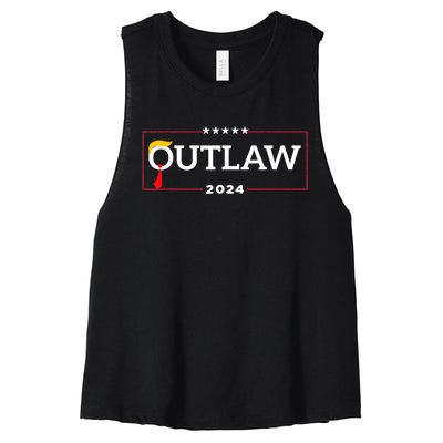 Im Voting For The Outlaw The Convicted Felon Funny Trump Women's Racerback Cropped Tank