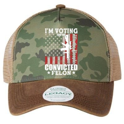 Im Voting For The Convicted Felon We The People Usa Flag Legacy Tie Dye Trucker Hat