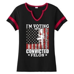 Im Voting For The Convicted Felon We The People Usa Flag Ladies Halftime Notch Neck Tee