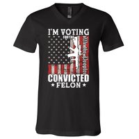 Im Voting For The Convicted Felon We The People Usa Flag V-Neck T-Shirt