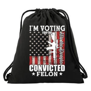 Im Voting For The Convicted Felon We The People Usa Flag Drawstring Bag