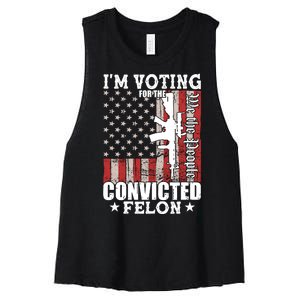 Im Voting For The Convicted Felon We The People Usa Flag Women's Racerback Cropped Tank