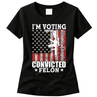 Im Voting For The Convicted Felon We The People Usa Flag Womens T-Shirt