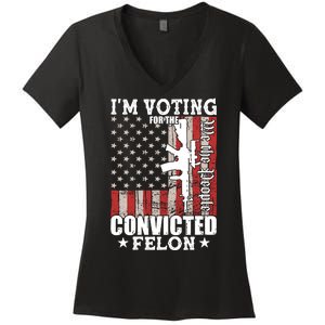 Im Voting For The Convicted Felon We The People Usa Flag Women's V-Neck T-Shirt