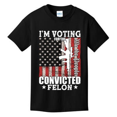 Im Voting For The Convicted Felon We The People Usa Flag Kids T-Shirt