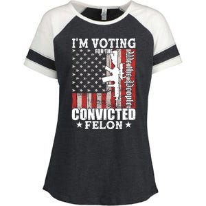 Im Voting For The Convicted Felon We The People Usa Flag Enza Ladies Jersey Colorblock Tee