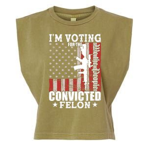 Im Voting For The Convicted Felon We The People Usa Flag Garment-Dyed Women's Muscle Tee