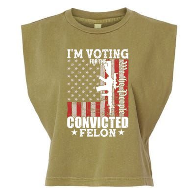 Im Voting For The Convicted Felon We The People Usa Flag Garment-Dyed Women's Muscle Tee