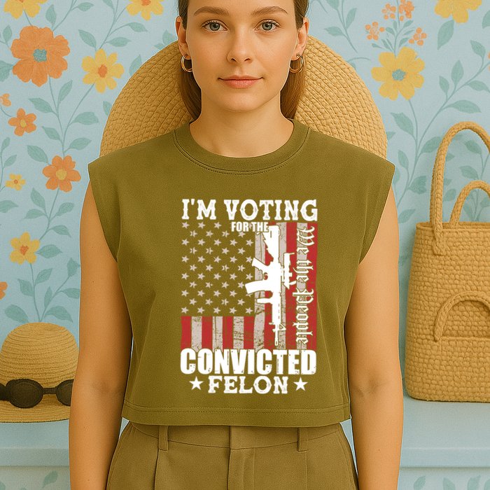 Im Voting For The Convicted Felon We The People Usa Flag Garment-Dyed Women's Muscle Tee