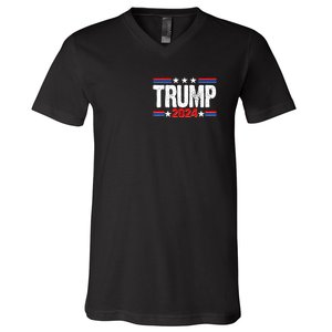 Im Voting For The Felon Trump 2024 Front Back V-Neck T-Shirt