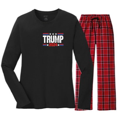 Im Voting For The Felon Trump 2024 Front Back Women's Long Sleeve Flannel Pajama Set 