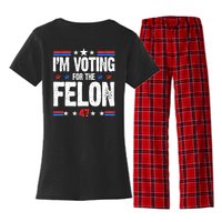 Im Voting For The Felon Trump 2024 Front Back Women's Flannel Pajama Set