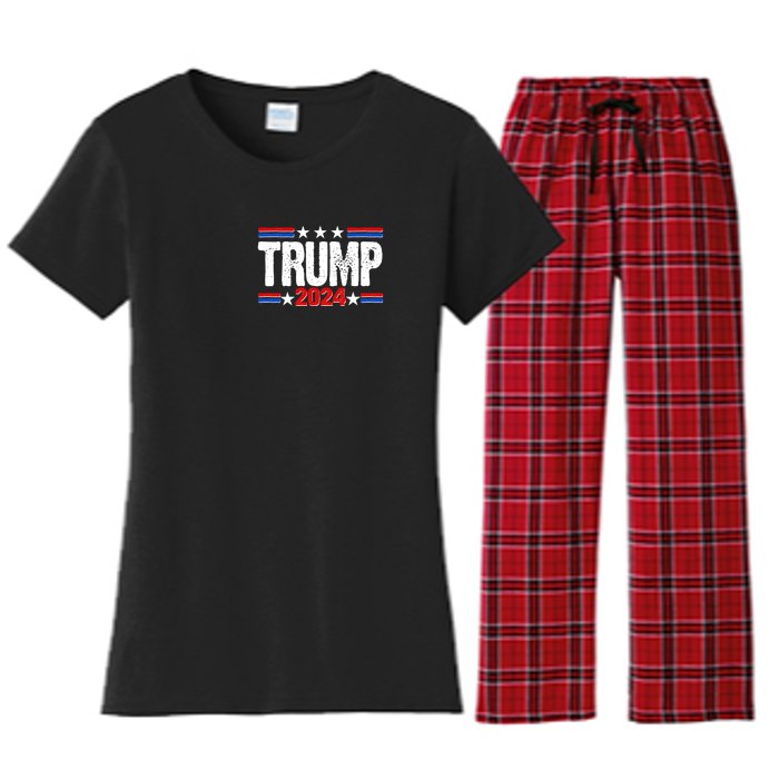 Im Voting For The Felon Trump 2024 Front Back Women's Flannel Pajama Set