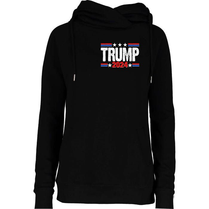 Im Voting For The Felon Trump 2024 Front Back Womens Funnel Neck Pullover Hood