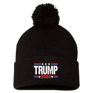 Im Voting For The Felon Trump 2024 Front Back Pom Pom 12in Knit Beanie