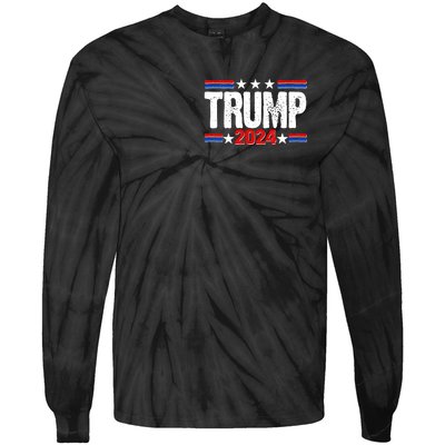 Im Voting For The Felon Trump 2024 Front Back Tie-Dye Long Sleeve Shirt