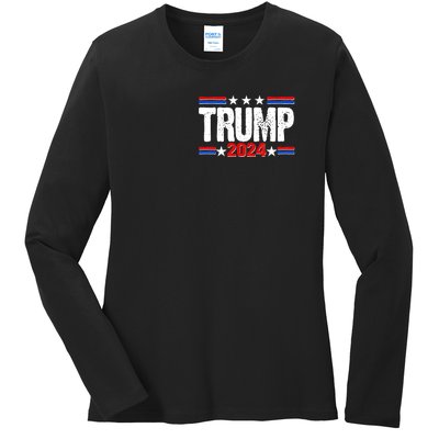 Im Voting For The Felon Trump 2024 Front Back Ladies Long Sleeve Shirt