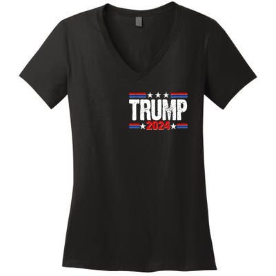 Im Voting For The Felon Trump 2024 Front Back Women's V-Neck T-Shirt