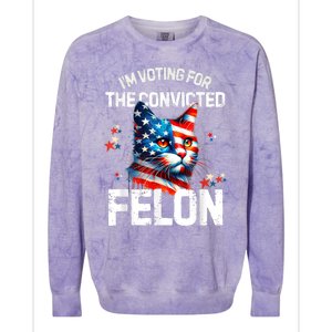 Im Voting For The Convicted Felon Funny Pro Trump Cat Lover Colorblast Crewneck Sweatshirt