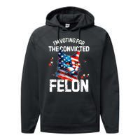 Im Voting For The Convicted Felon Funny Pro Trump Cat Lover Performance Fleece Hoodie