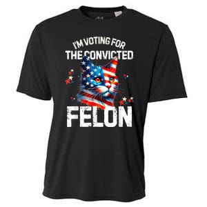 Im Voting For The Convicted Felon Funny Pro Trump Cat Lover Cooling Performance Crew T-Shirt